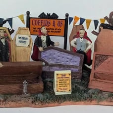 2010 Retired Lemax Spooky Town Coffins R Us Excellent Condition NO Packaging