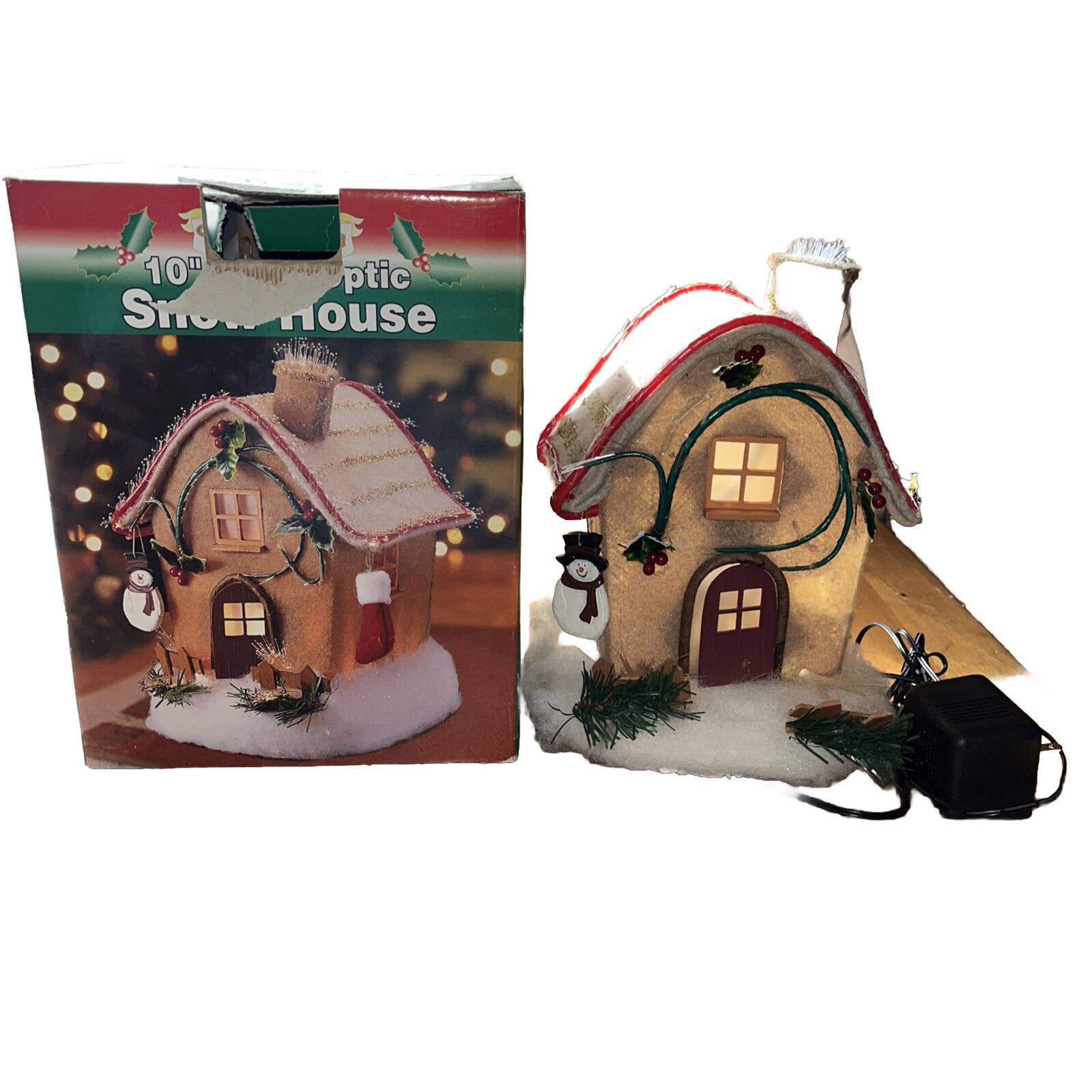 HOLIDAY STYLE 10 Fiber Otic Snow House continues color changes In Original Box
