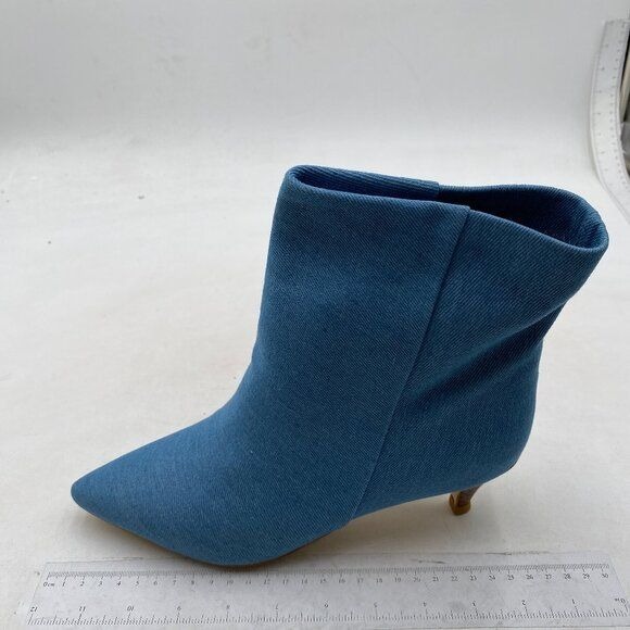Blue Kitten Heel Ankle Boots Pointed Toe Prom Party Fashion Short Bootie Shoes