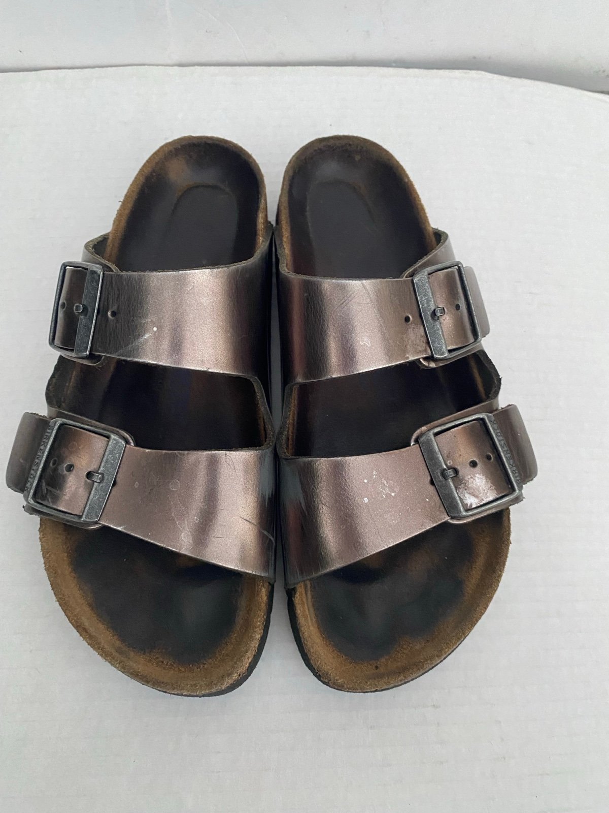 Birkenstock Arizona Sandals Metallic Bronze Leather Size 38 / US 7–7.5