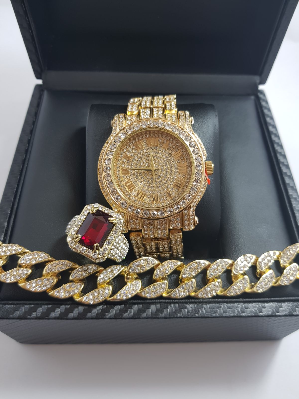 14K GOLD PLATED ICED OUT WATCH BRACELET