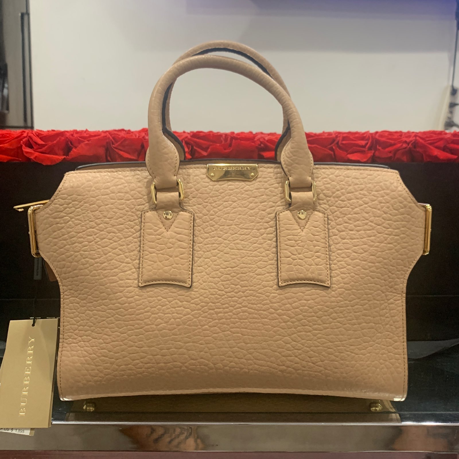 Burberry grain butter leather medium clifton tote