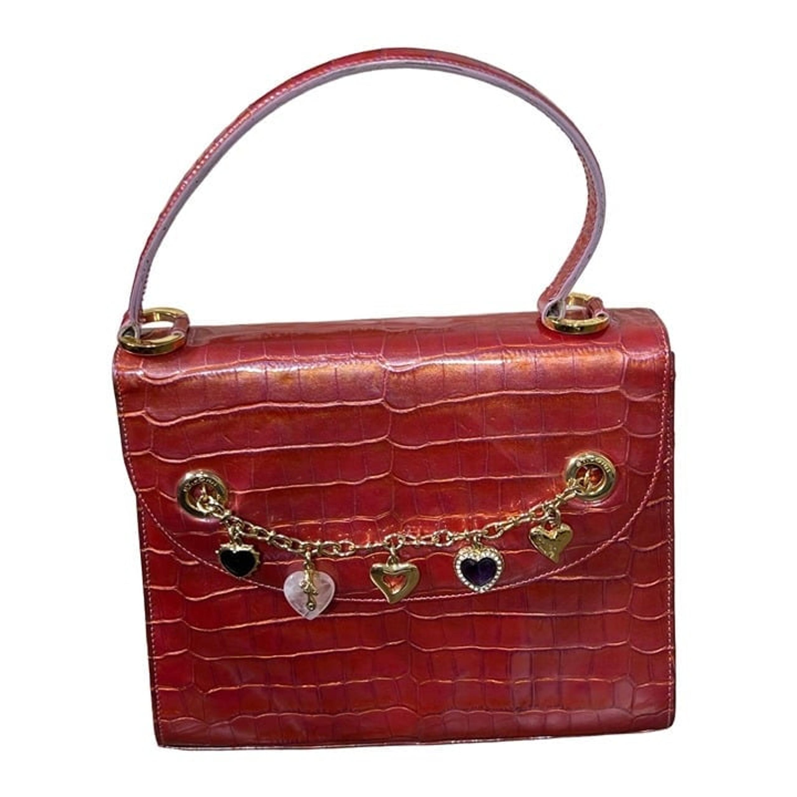 NWOT St. John Crocodile Embossed Iridescent Patent Leather Handbag Red