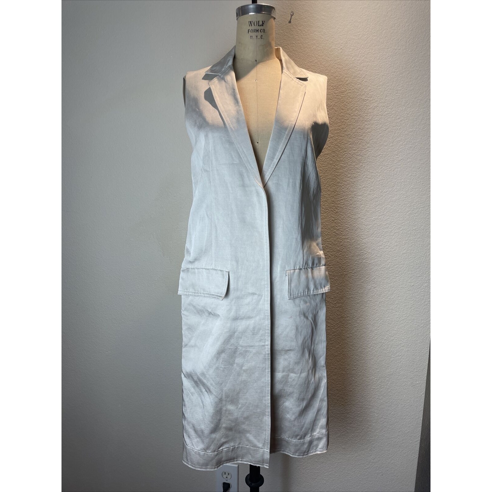 Cos, ivory long vest, size 2