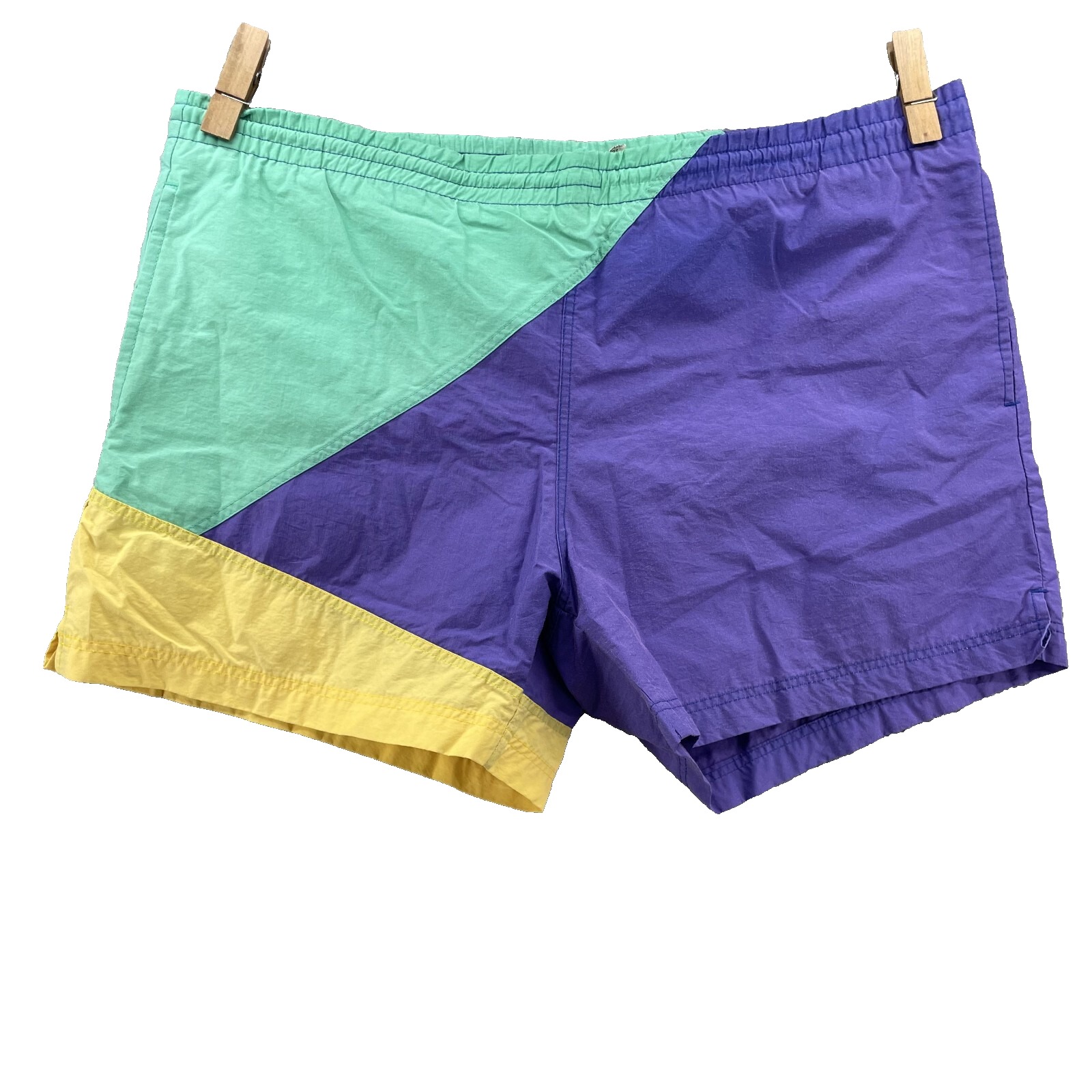 Vintage 417 Van Heusen Shorts Mens 39x4 Colorblock Retro Sportswear Swim Tennis