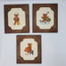 Set of 3 Vintage Cross Stitch Teddy Bear