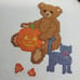 Set of 3 Vintage Cross Stitch Teddy Bear