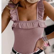 NEW Ruffle Strap Square Neck Tank Top