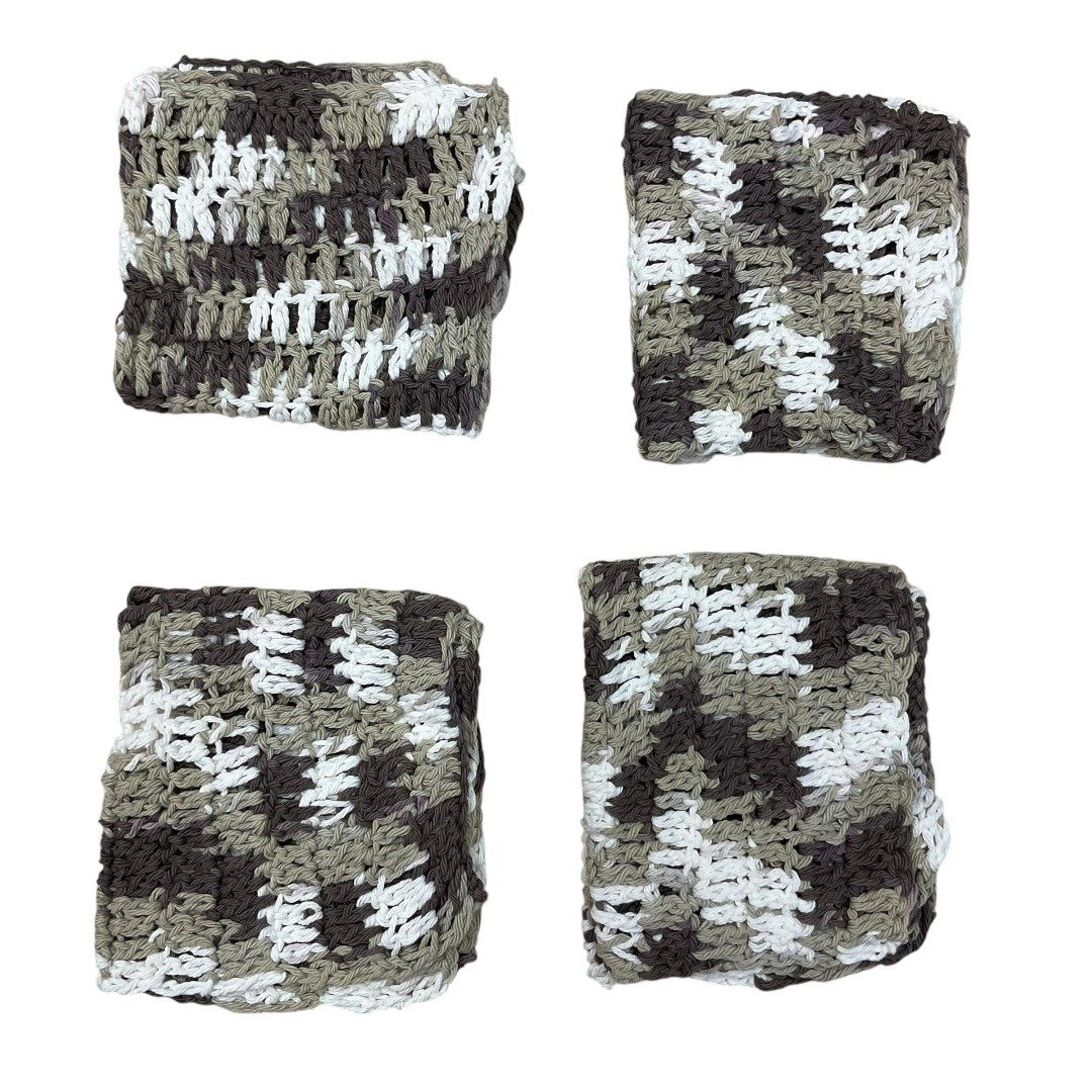 Set of Three Handmade Crochet Dishshcloths Cotton Face Cloths Spa