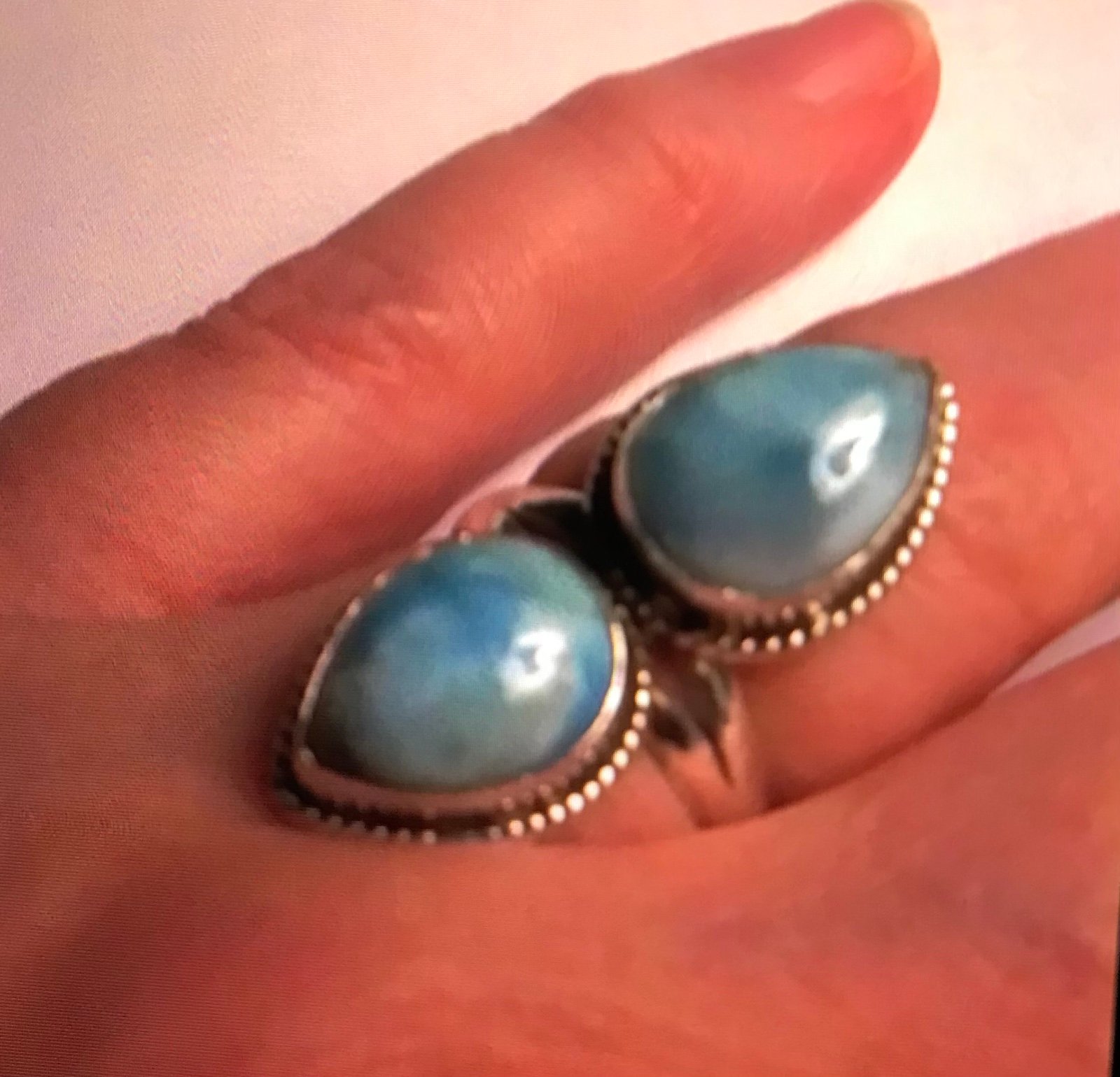 Stunning 925 Sterling Silver Larimar Ring