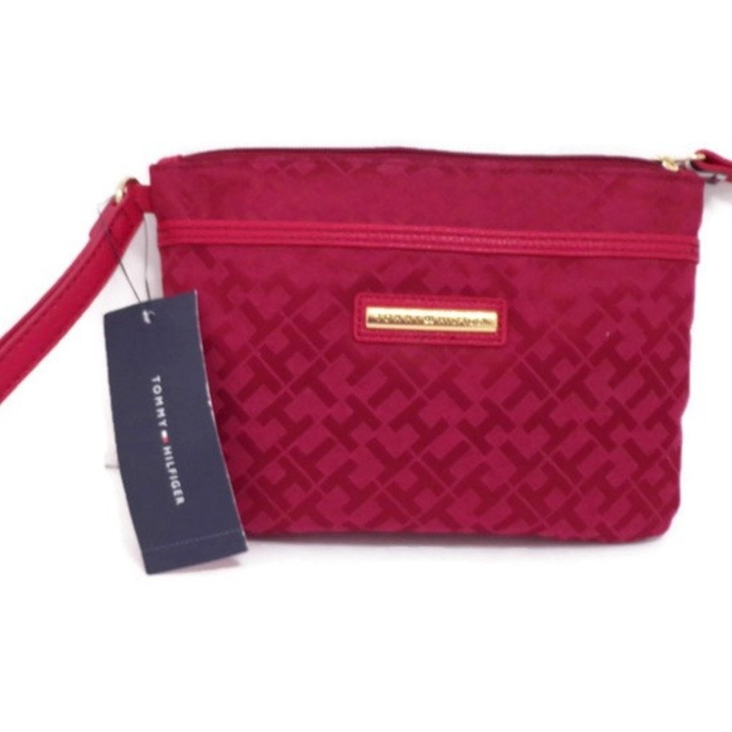 Tommy Hilfiger Red Womens Wristlet Wallet Small Casual Logo Bag  WA1539