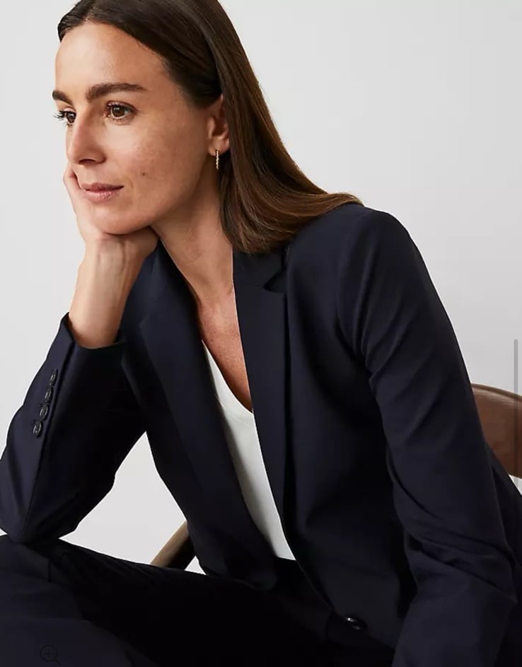 Ann Taylor Navy Suit (Pants + Blazer) - 6 Tall