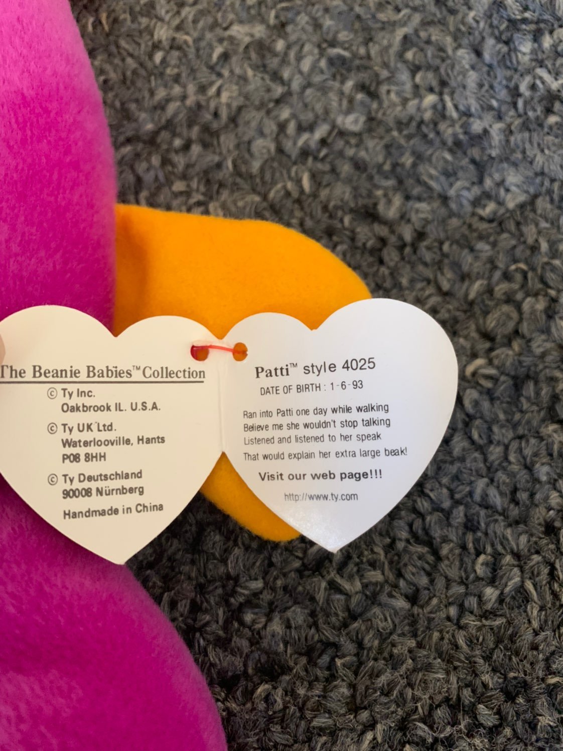 TY Beanie Babies Hoppity a Pink Easter Bunny Born April 3