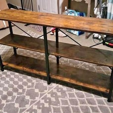 3-Tier Storage 55” Console Sofa Table With Bookshelves, Hallway, Entryway