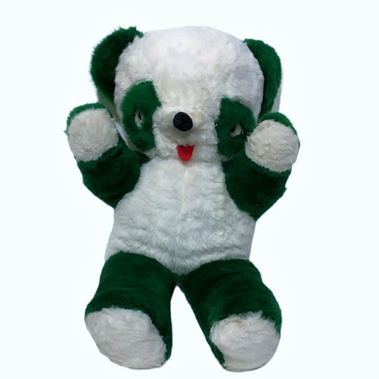 Vintage Panda Teddy Bear Plush Green Energy Environmental Stuffed Animal RARE
