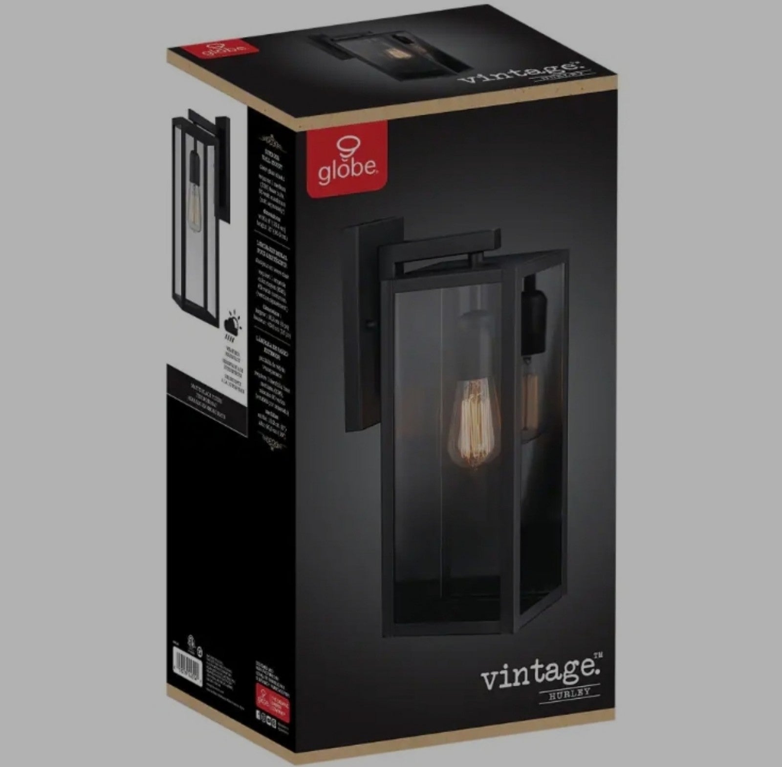 Hurley Modern 1-Light Matte Black Hardwired Medium Outdoor Wall Lantern Sconce