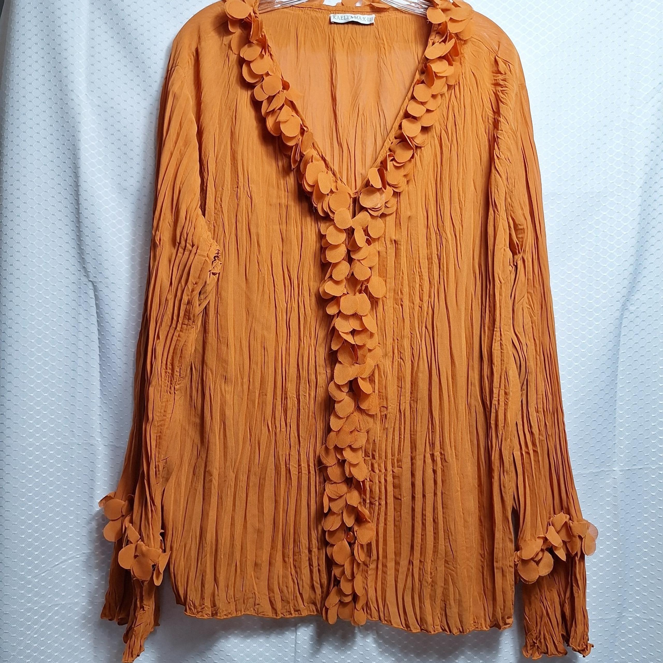 Vtg KAELYN MAX Y2K Fairy Grunge Top Plus Sz 3X Orange Bell Sleeve Victorian 90s