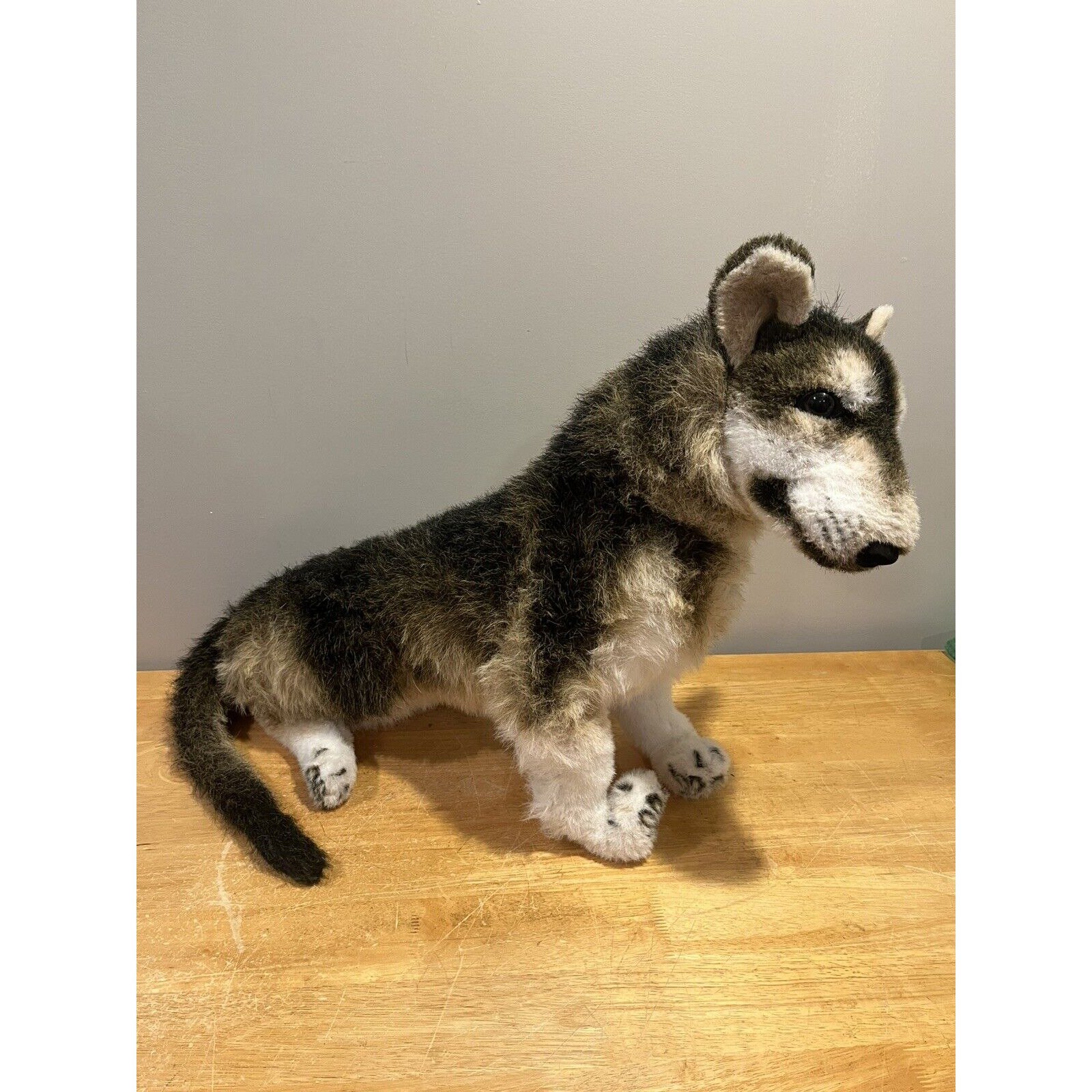 Kipmik Vintage Husky Large Stuffed Sled Dog Plush 23 Tall Lifelike Mush