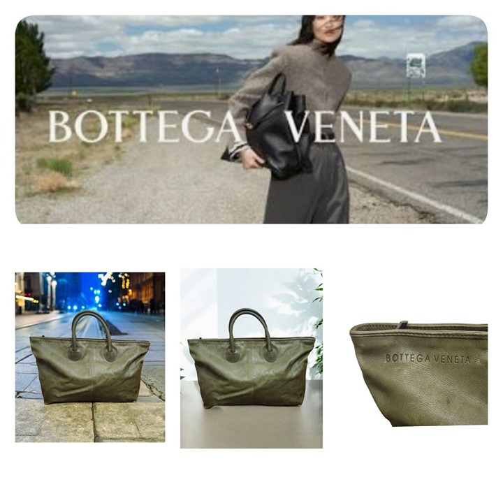 Bottega Venetta leather hand bag/ tote bag Green