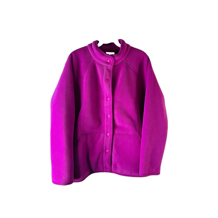 New J. Jill Womens Small Fleece Deep Pile Lined Button Jacket Pink Glow