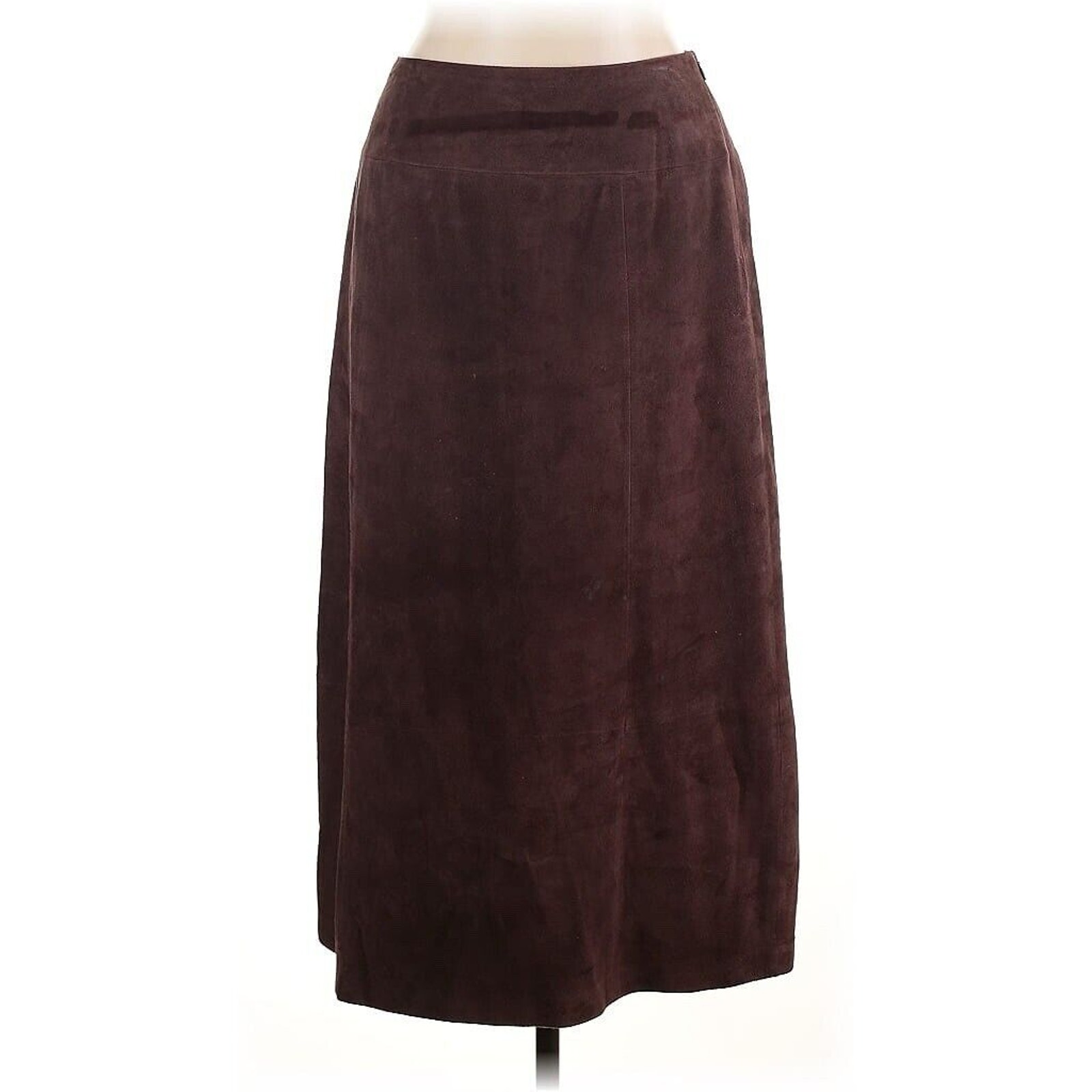 Talbots 100% Suede Leather Midi Skirt Chocolate Brown Western 10P