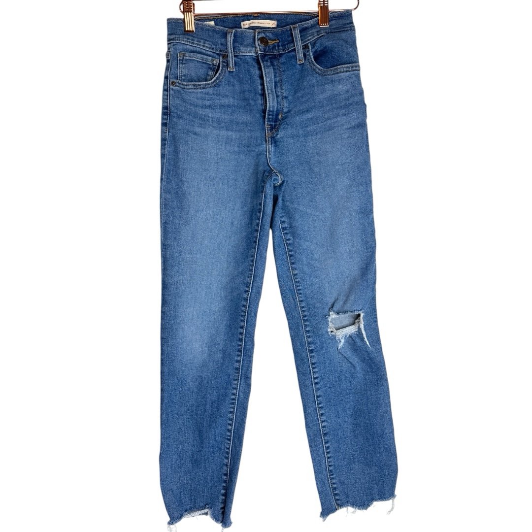 Levi's 724 straight crop indigo pixel sales