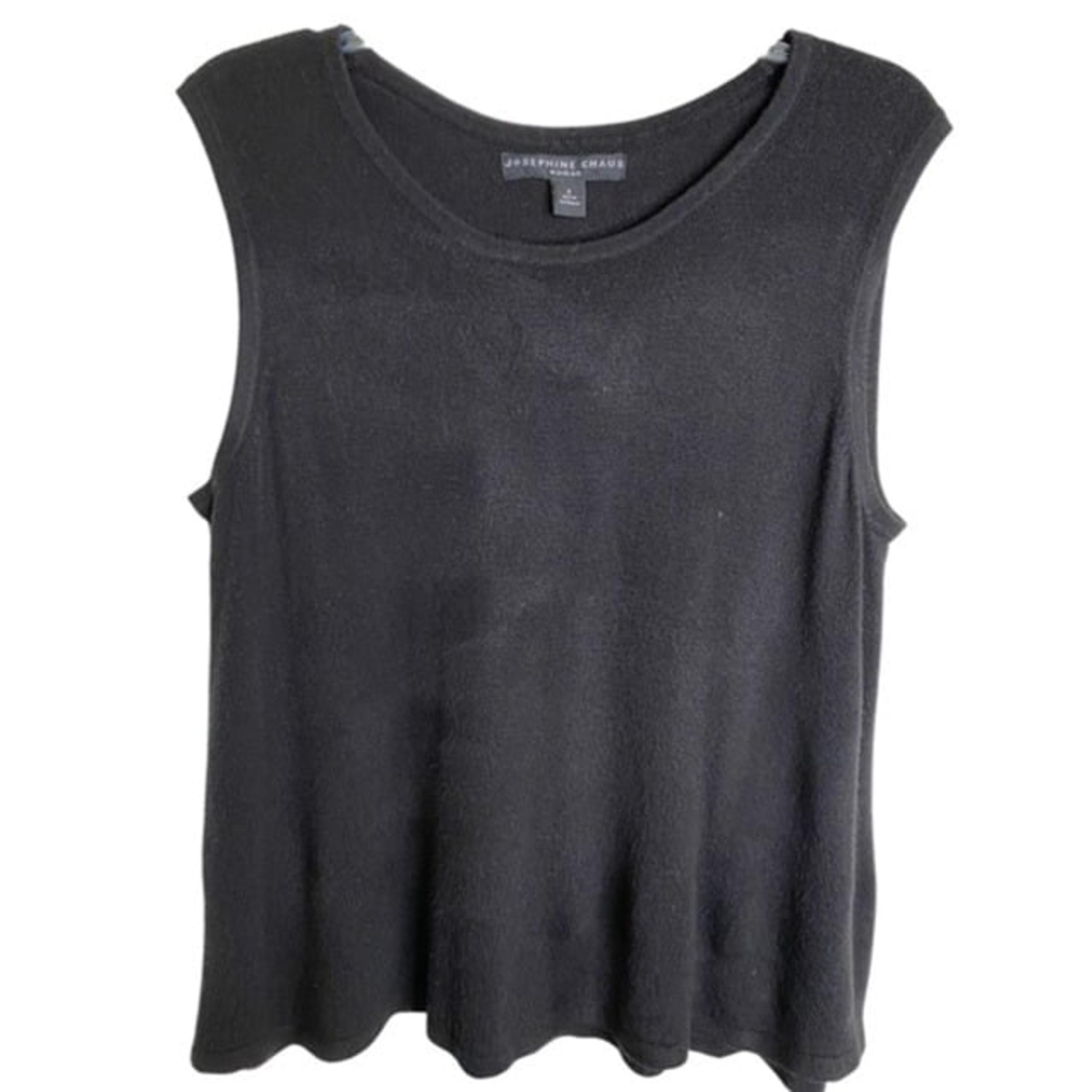 Josephine Chaus Womens Black Sleeveless Round Neck Tank Top Size 2X