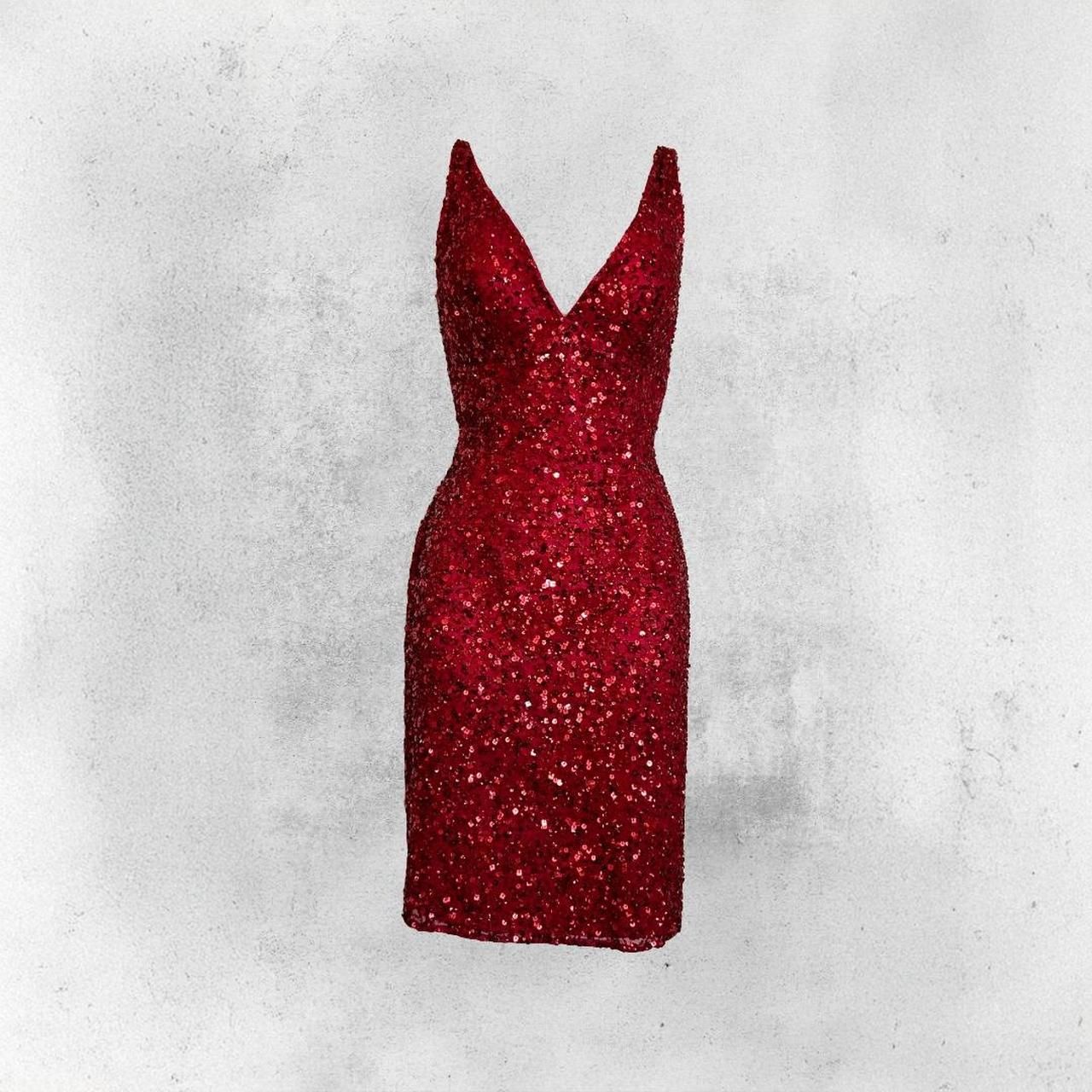 Vintage Scala Red Silk and Sequins Dress