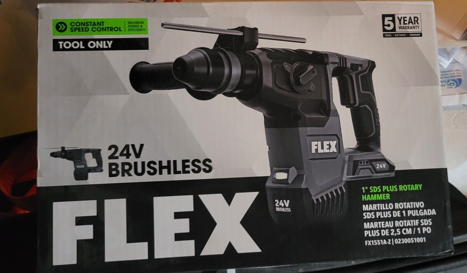 Flex 24V 1-in SDS Plus Variable Speed Cordless Rotary Hammer Drill (FX1551A-Z)