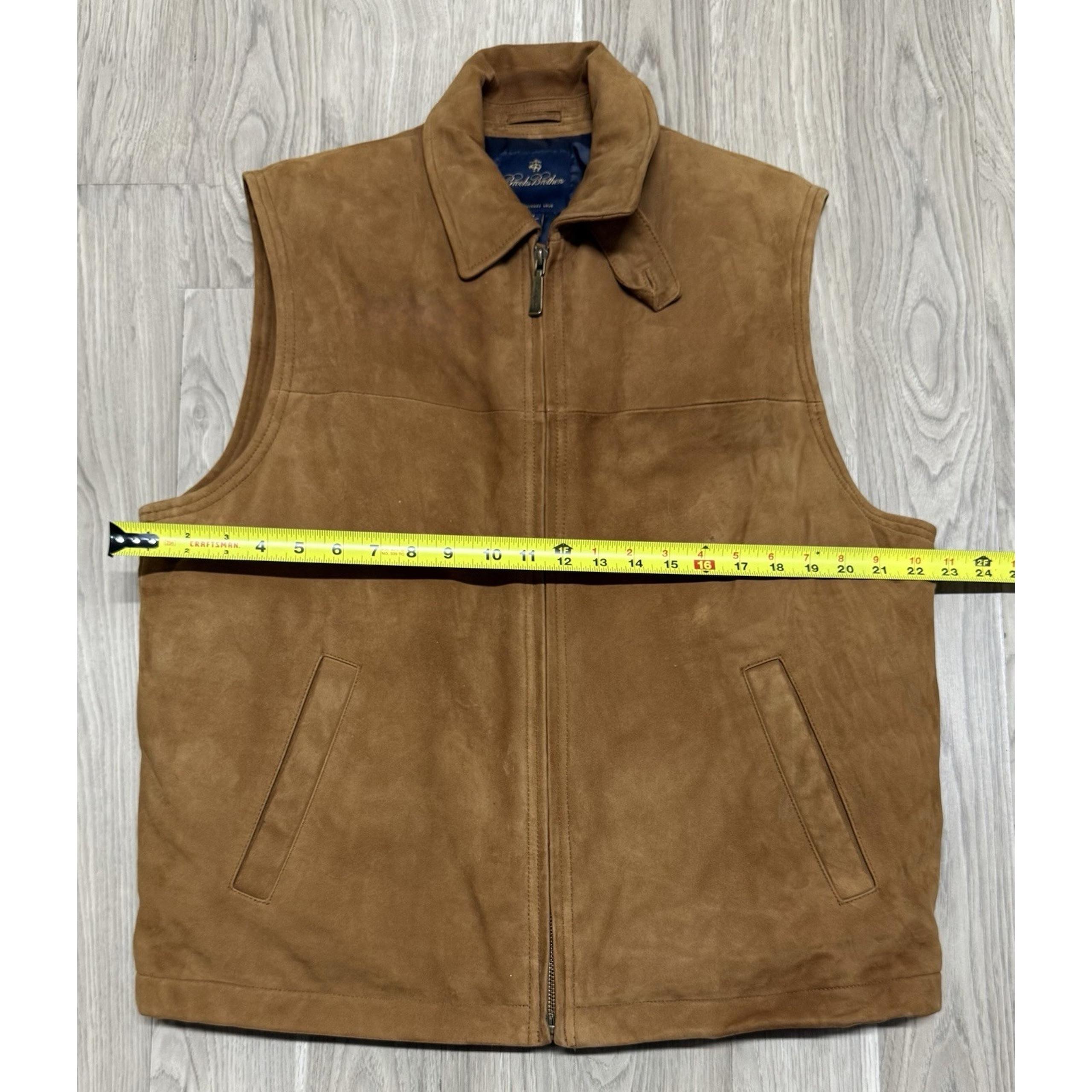 Brooks Brothers Suede Leather Down Filled Vest Men's Size Medium