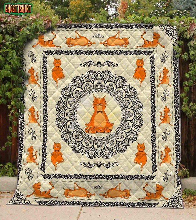Cat Yoga Fleece Blanket