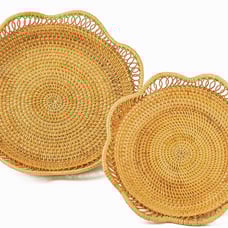 Wicker Baskets Rattan Set 2 For Serving Potatoes Onions Bread Decor Basket