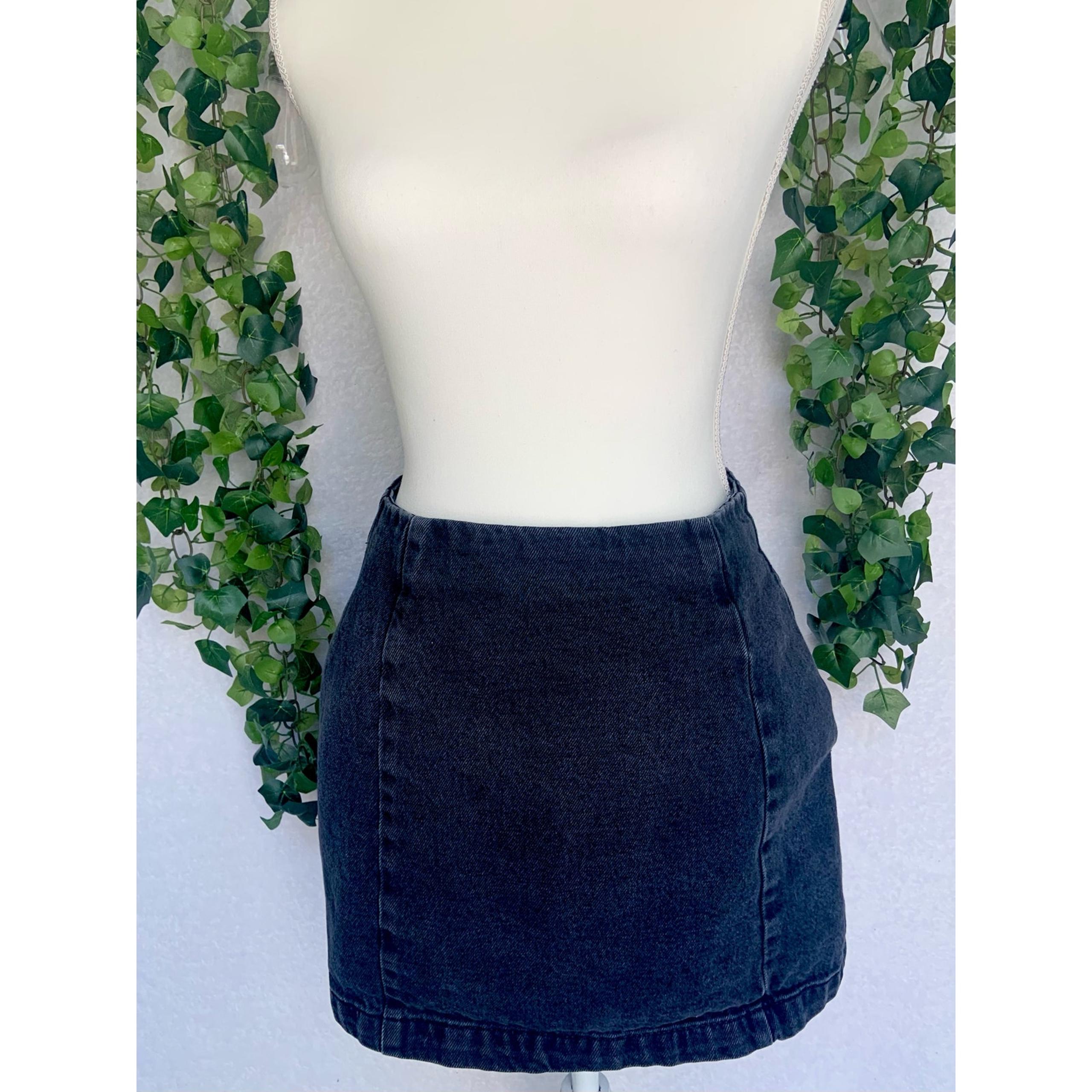 Topshop Moto Vintage Black Y2K Cotton Mini Skirt Pockets & Zipper SZ 10 Medium