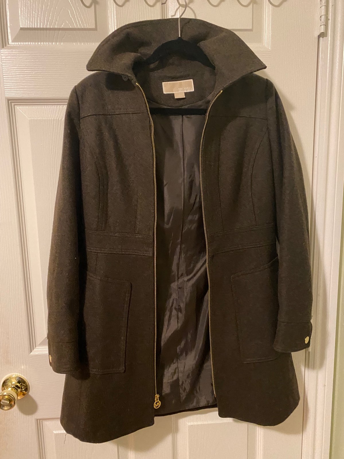 michael michael kors wool blend zip front coat