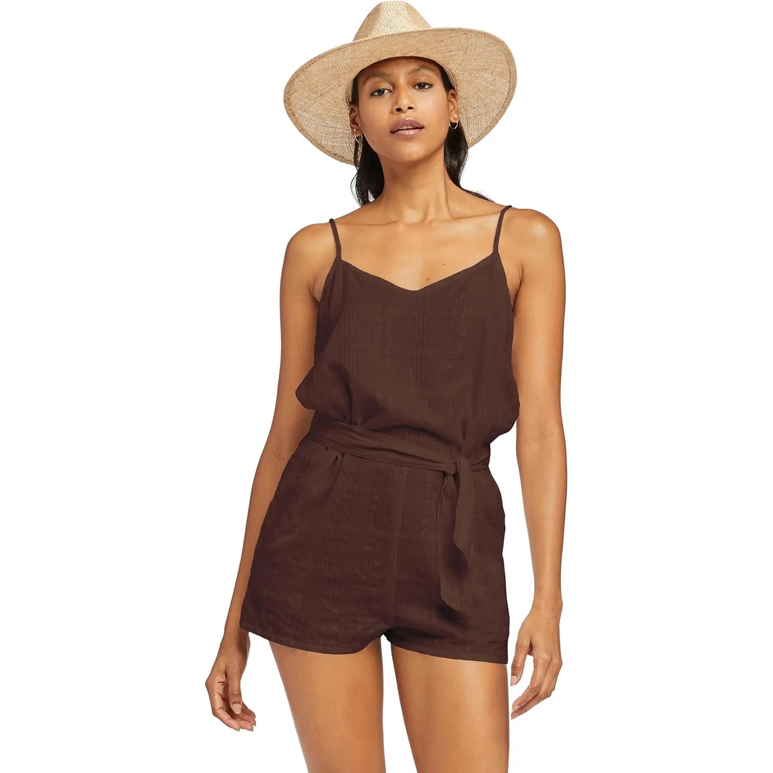 Vitamin A Linen Gigi Romper Women’s Small Brown Sleeveless Resortwear Travel