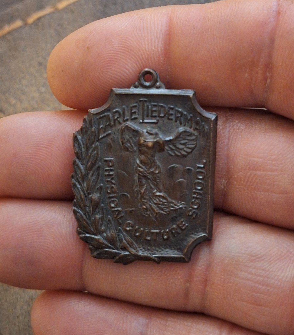 Antique Rare 1920s Earle Liederman Physical Culture School Award Medallion/Medal