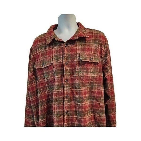 Orvis Heavy Flannel Shirt Jacket Red Plaid 2XL Shacket Country Ranch