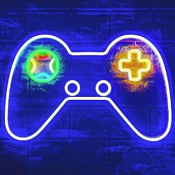 Fun Vivid Bright Green/Blue Game Controller LED Night Light Gamer Decor