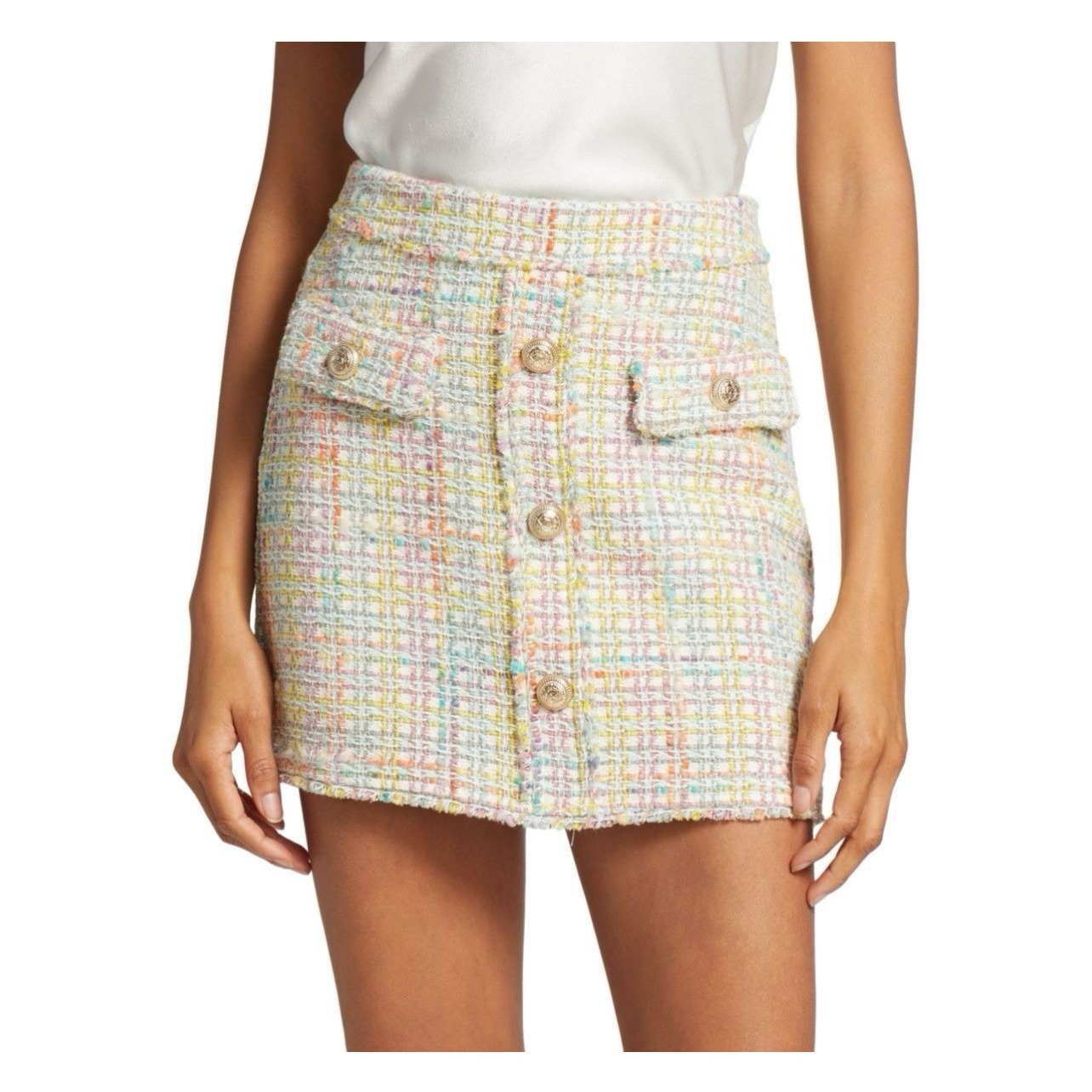 Generation Love Sandra Tweed Pastel Multicolor Mini Skirt Size 10 New