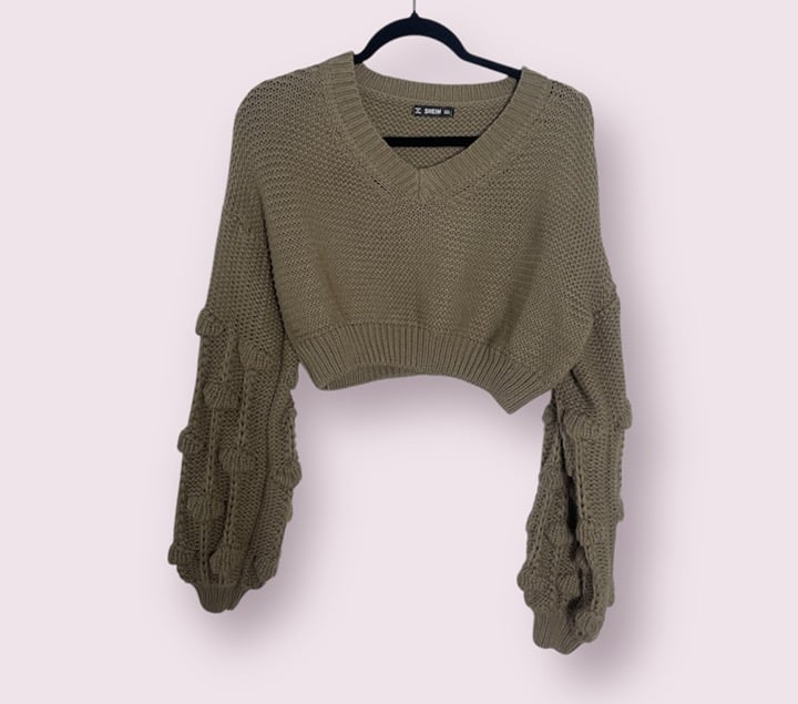 Pom Pom Pompom Drop Crop Cropped Hipster Boho Bohemian Hippie Artsy Sweater Top