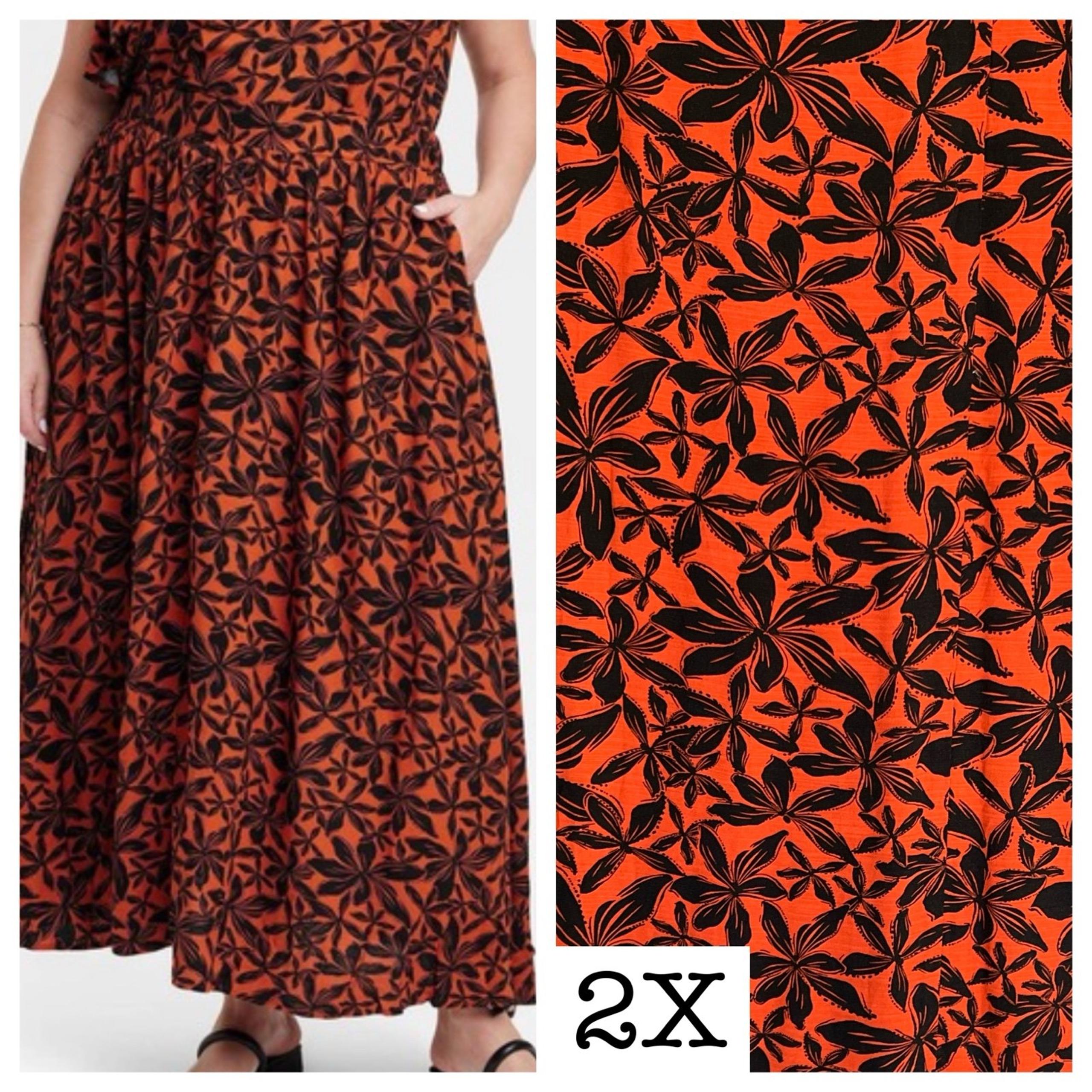 NEW! Women’s Orange & Black Maxi Skirt from Ava & Viv 2X