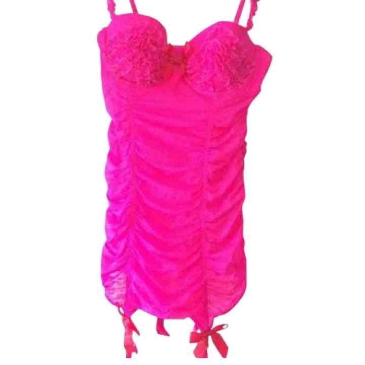 NWT Victorias Secret Luxe Lingerie Unlined Plunge Bra Cheeky Set Lace Hot  Pink