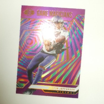 Justin Jefferson 2024 Panini Football Illusions Purple Game Magicians 3/50 Minn.