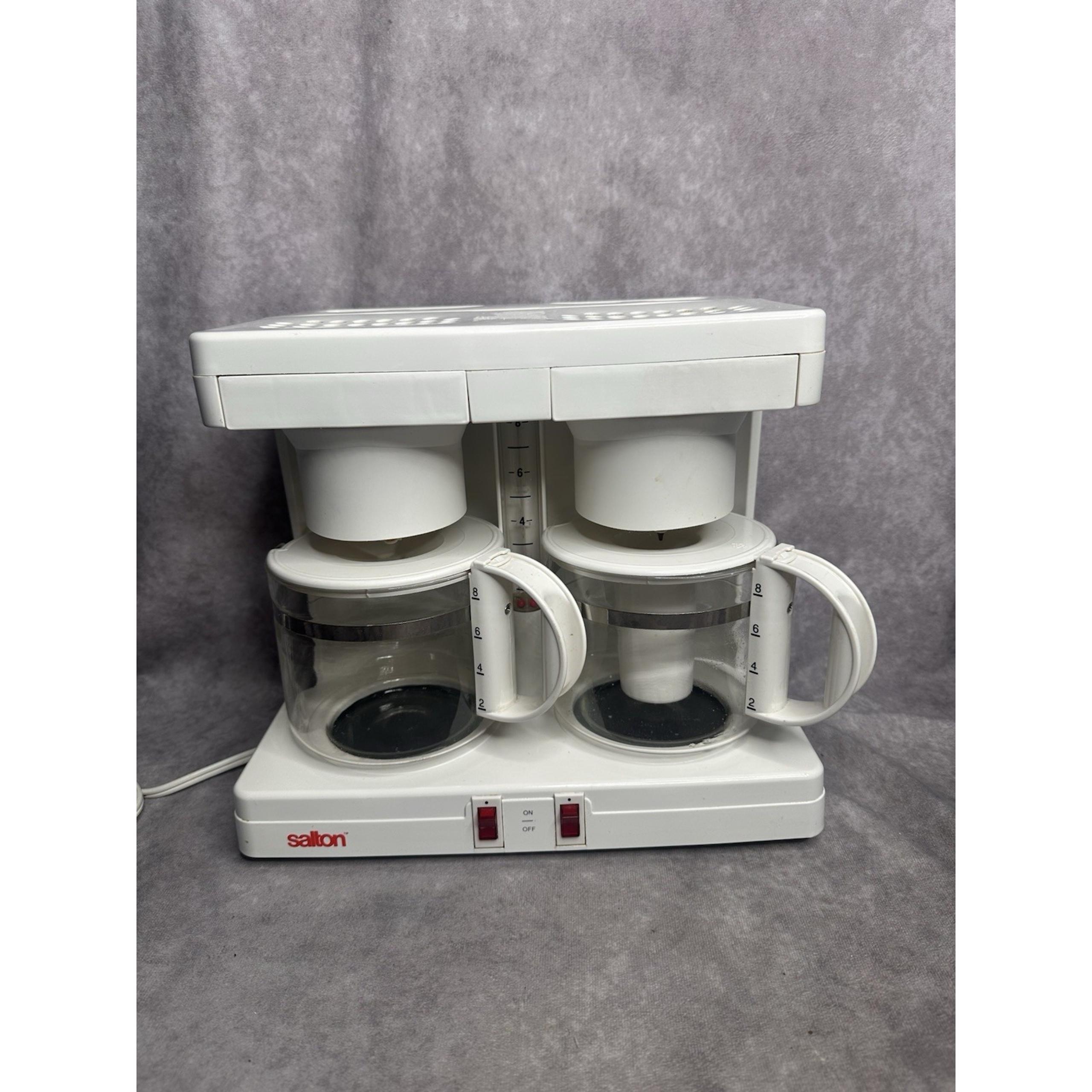 Salton Double Coffee Maker 8 Cup White Tested Working DS-16