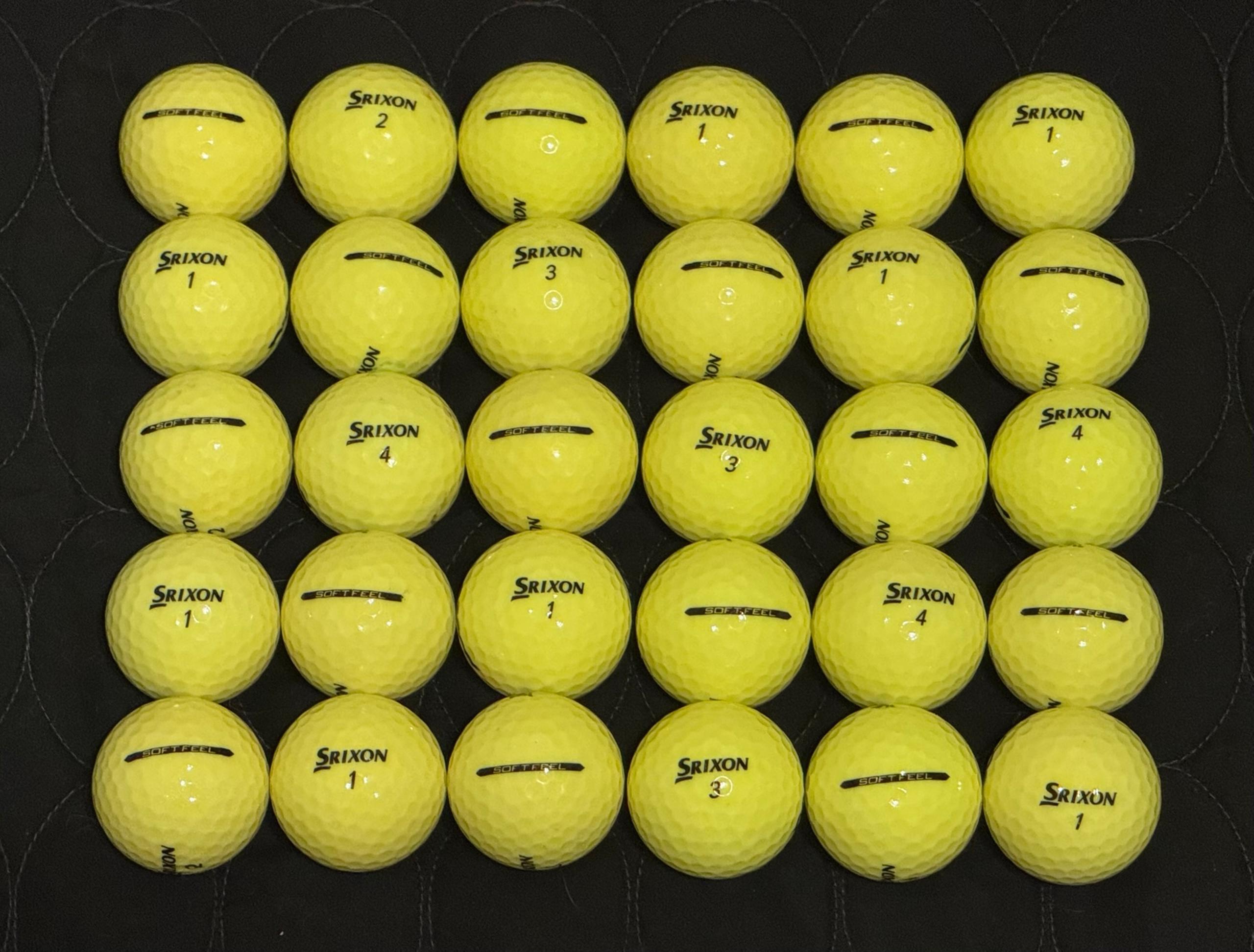 30 Srixon Soft Feel Yellow Golf Balls - 4A Quality Grade AAAA