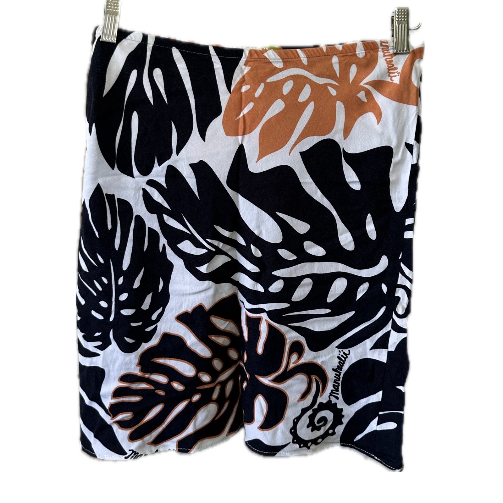 Manuhealii Hawaiian Monstera Tropical Leaves Pull On A-Line Skirt S