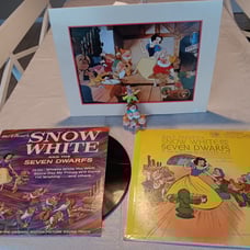 Snow-white and Seven Drawfs Lithograph/ Two Albums and a Figurine