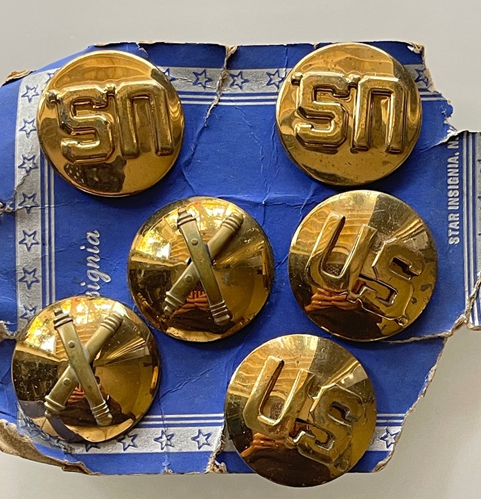 Vintage US Military Collar Lapel Disc Insignia Pins Brass USA Lot of 6