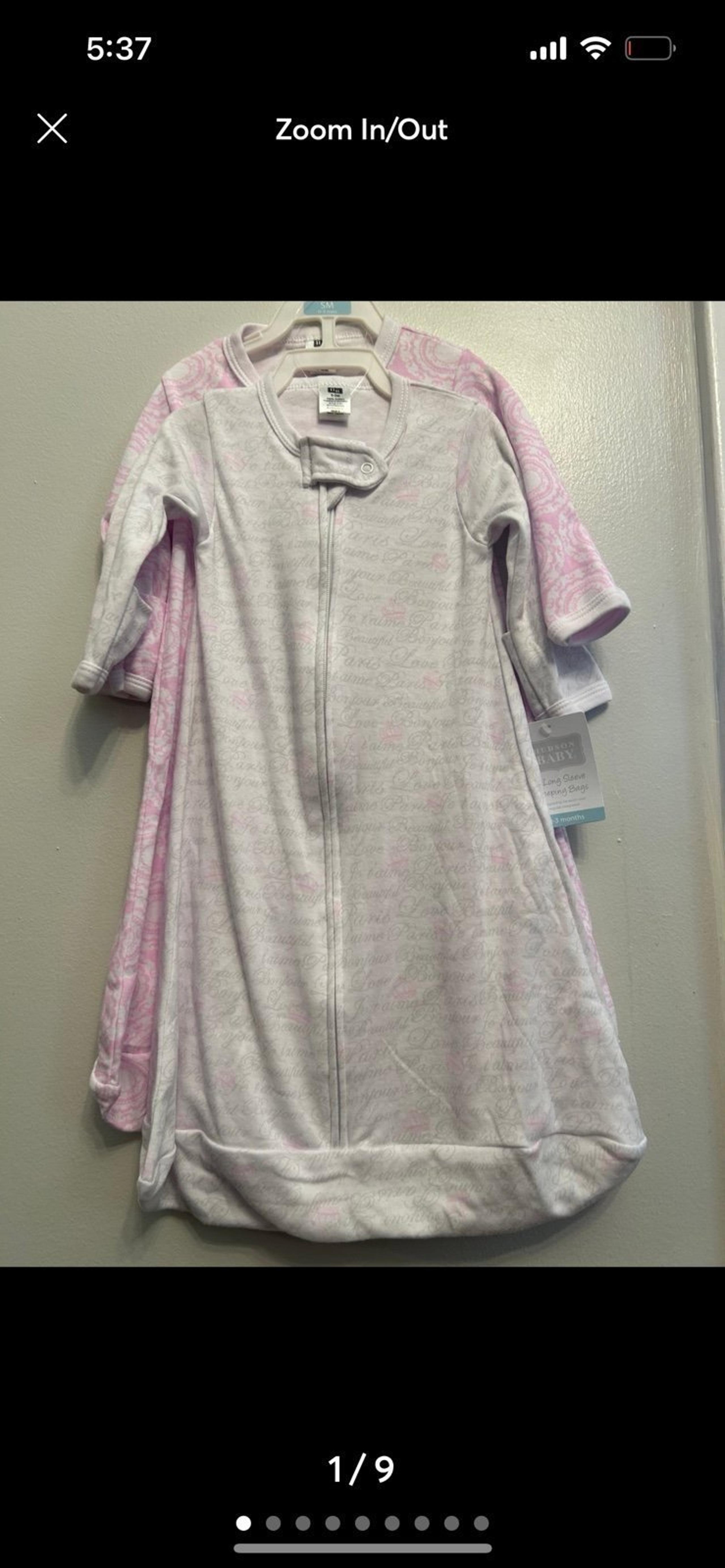 Baby girl Hudson sleepsack 100% cotton NWT zip sleepsack with mitten 2pk