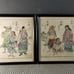 Antique Framed Japanese Woodblock Prints on Rice Paper